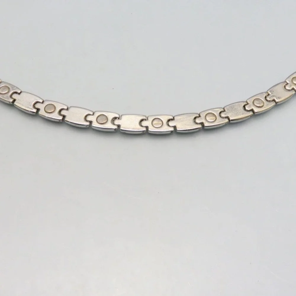 Two Tone Reversible Link Bracelet Gold Silver‎ Tone Fold Over Clasp 7.75 Inch